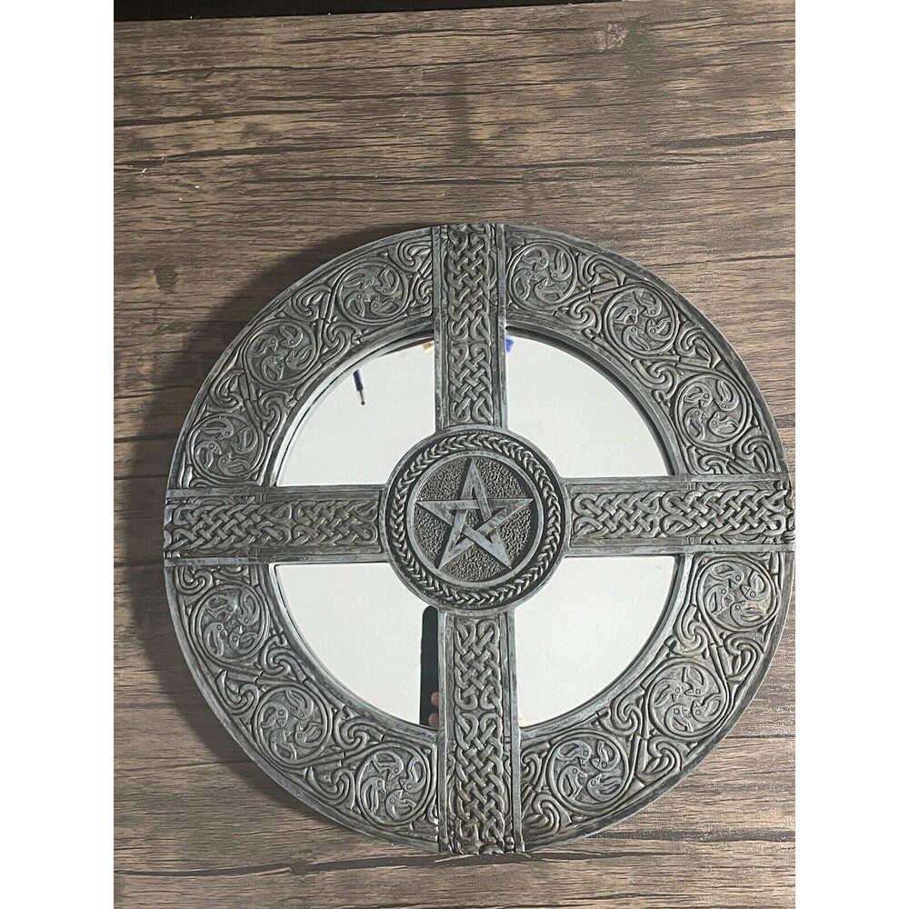 Pentagram Celtic Wall Art Mirror Sculpture Hanging Pentacle Knotwork New Age